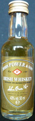 John Power & son
irish whiskey
distilled and blended in bond by John Power
Smithfield, Dublin
43%