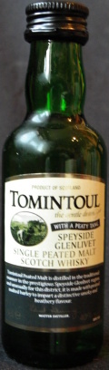 Tomintoul
the gentle dram
with a peaty tang
Speyside Glenlivet
single peated malt scotch whisky
Róbert Fleming master distiller
40%