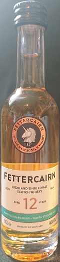 Fettercairn
Highland Single Malt
Scotch whisky
estd 1824
aged 12 years
purity is a rare thing - worth striving for
product of Scotland
Distilled & bottled by Fettercairn Distillery, Scotland
40%