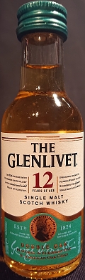 The Glenlivet
12 years of age
Single malt
Scotch whisky
Double oak
George Smith
Estd. 1824
Distilled, matured and bottled in Scotland
The Glenlivet Distillery, Banffshire
40%