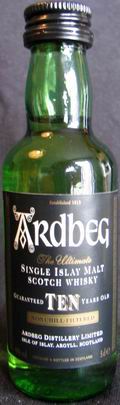 Ardbeg
single islay malt
scotch whisky
46%
guaranteed ten years old