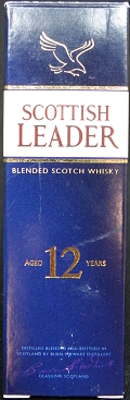 Scottish Leader
product of Scotland
blended scotch whisky
aged 12 years
distilled, blended and bottled in Scotland by Burn Stewart Distillers
Glasgow, Scotland