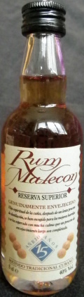 Rum Malecon
reserva superior
genuinamente envejecido
añejo 15 años
metodo traditional Cubano
Rum. Carribean Spirits, Inc. Panama
40%