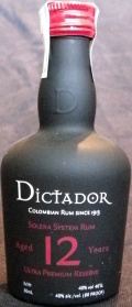 Dictador
Colombian Rum Since 1913
Solera System Rum
Aged 12 Years
Ultra Premium Reserve
40%