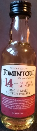 Tomintoul
the gentle dram
aged 14 years
Speyside Glenlivet
single malt scotch whisky
Róbert Fleming master distiller
product of Scotland
46%