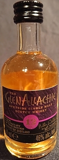 The GlenAllachie
Speyside Single Malt
Scotch Whisky
aged 12 years
From The Valley Of The Rocks
product of Scotland
Billy Walker master distiller
distilled, matured and bottled in Scotland
The Glenallachie Distillers Co. Limited, Aberlour, Scotland
46%