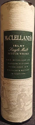 McClelland's
Islay
Single malt
Scotch whisky
T. & A. McClelland Ltd. Glasgow Scotland
established 1818
distilled & bottled in Scotland
40%