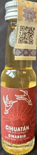 Cihuatán
Ron de El Salvador
Cinabrio
Aged rum 12 years
product of El Salvador
11
bottled by: 1423 ApS, Denmark
40%