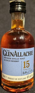 The GlenAllachie
Speyside Single Malt
Scotch Whisky
15 years old
Billy Walker master distiller
product of Scotland
46%