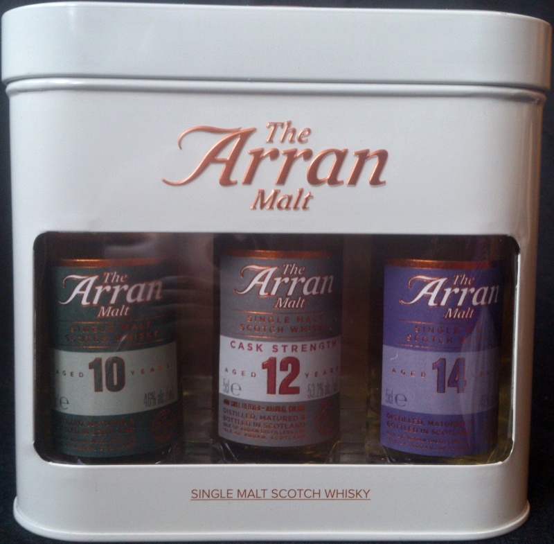 The Arran Malt
Isle of Arran Distillers
Estd 1995
single malt scotch whisky
product of Scotland
Arran 10 y/o Malt 46%
Arran 12 y/o Malt 53,2%
Arran 14 y/o Malt 46%