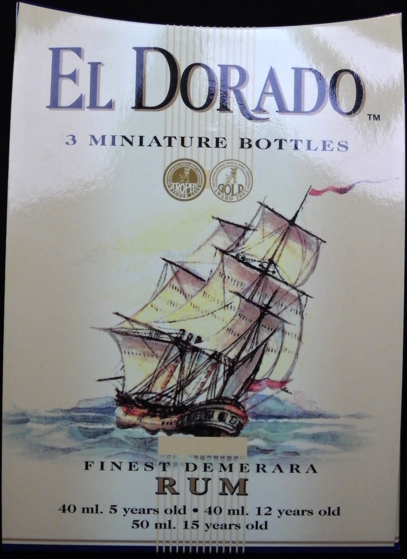 El Dorado
3 miniature bottles
finest demerara
rum
40 ml. 5 years old - 40 ml. 12 years old - 50 ml. 15 years old