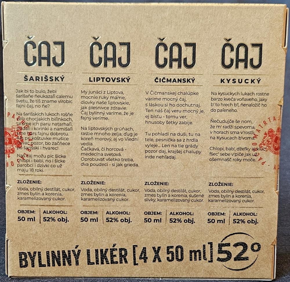 �aj
�ari�sk�
Liptovsk�
�i�mansk�
Kysuck�
Bylinn� lik�r
52�
Pacho Matrtaj z Hybe, s.r.o.