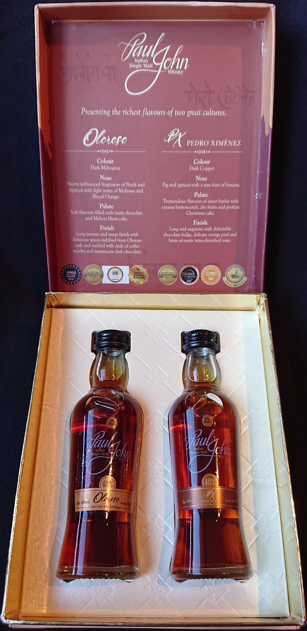 Paul John
Indian Single Malt Whisky
Presenting the richest flavours of two great cultures
Oloroso - 48%
PX Pedro Ximénez - 48%